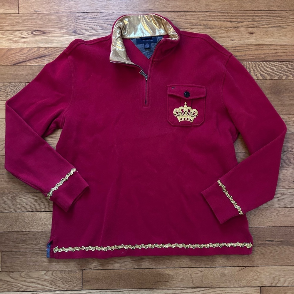 Tommy Hilfiger‎ Red w/ Gold Long Sleeve Shirt - Size L